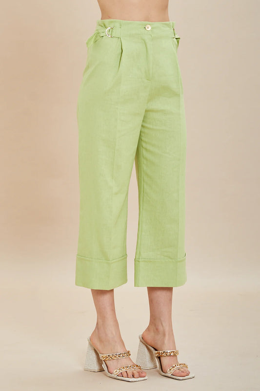 Pantaloni palazzo cropped verde avocado