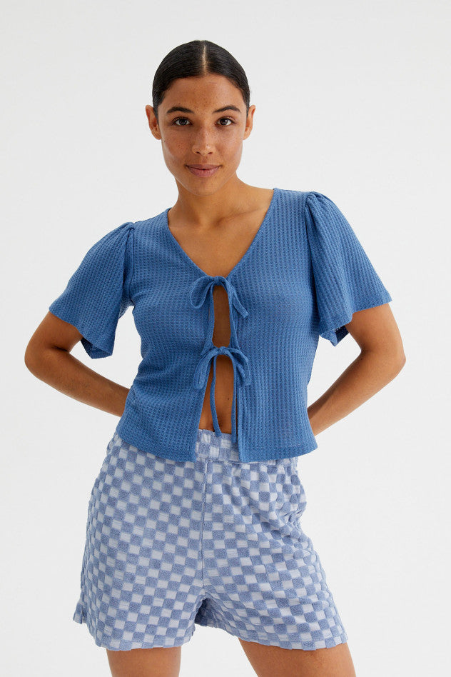 Cardigan all'Uncinetto con Maniche Corte