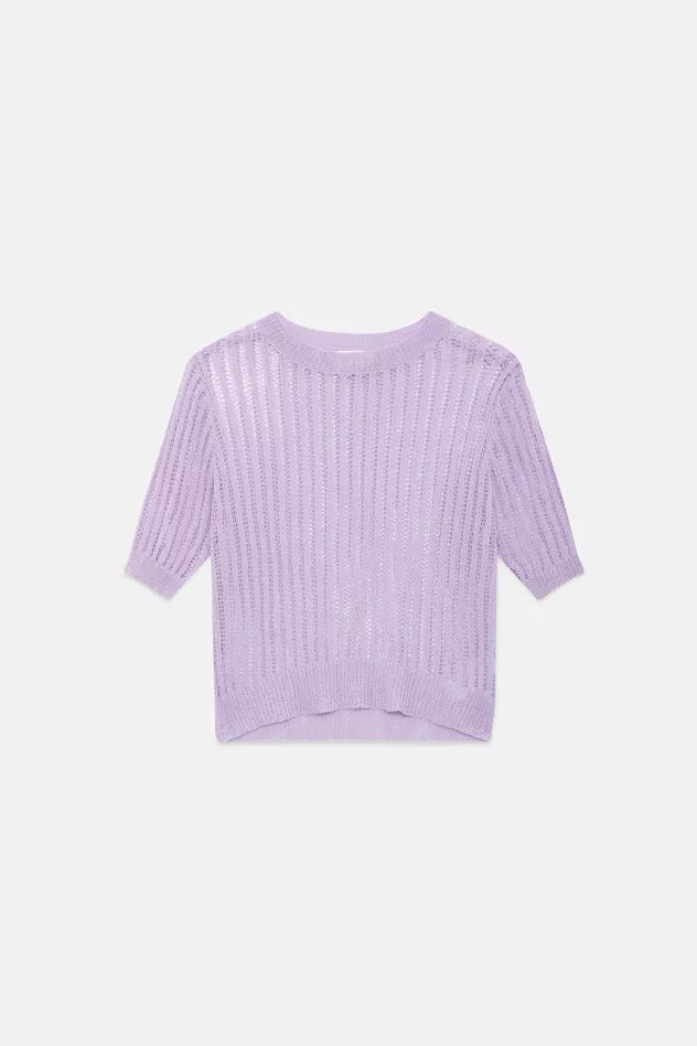 Maglia a punto traforato lilla
